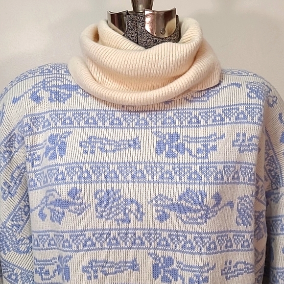 Vintage 80s Boxy Oversized Wool Sweater bu Phyllis Keitlen, Size Large - Picture 2 of 10